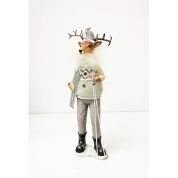 Figurka Renifer Jeleń zimowy skandynawski z nartami 28cm